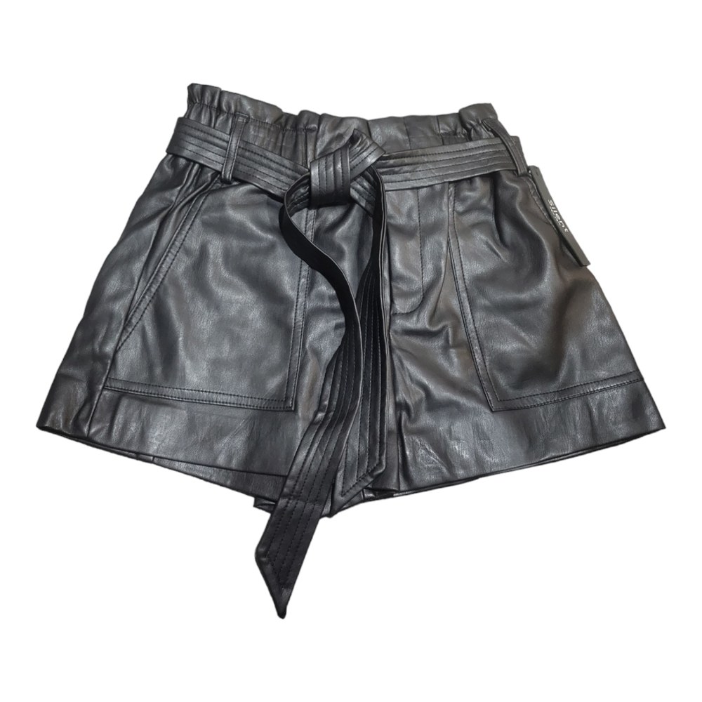 Silent NY Black Vegan Leather Shorts Size 24 NWT